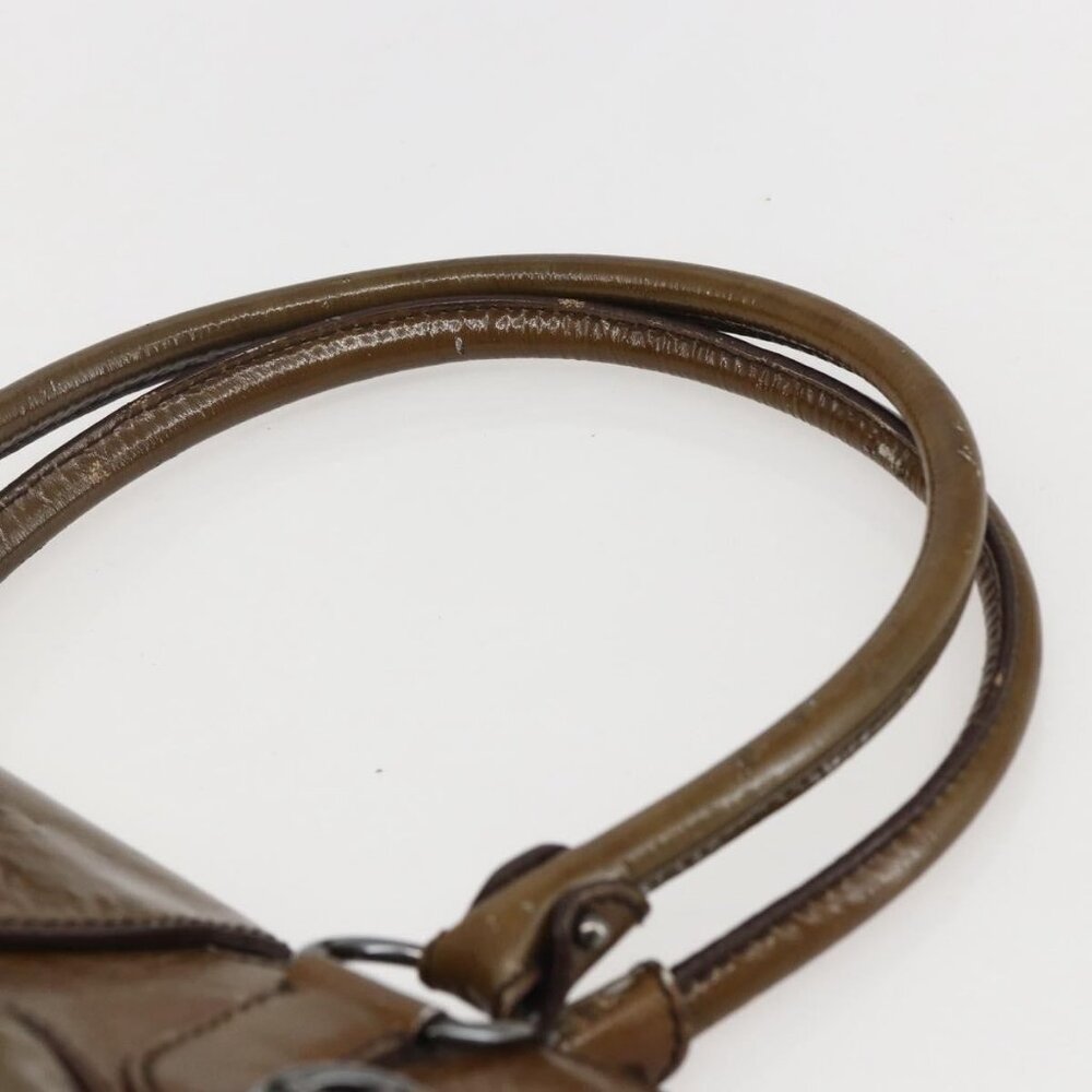 Authentic Salvatore Ferragamo Gancini Shoulder Bag Enamel Brown Silver - Picture 15 of 16